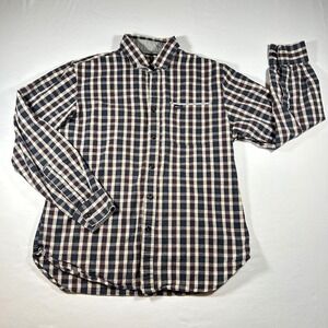 RVCA Mens Regular Fit Plaid Flannel Long Sleeve Button Down Shirt Blue Cream M